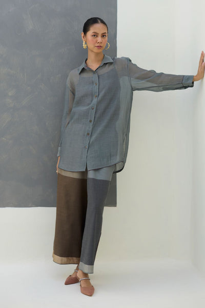 Nazo Sheer Silk Chanderi Shirt -  Grey