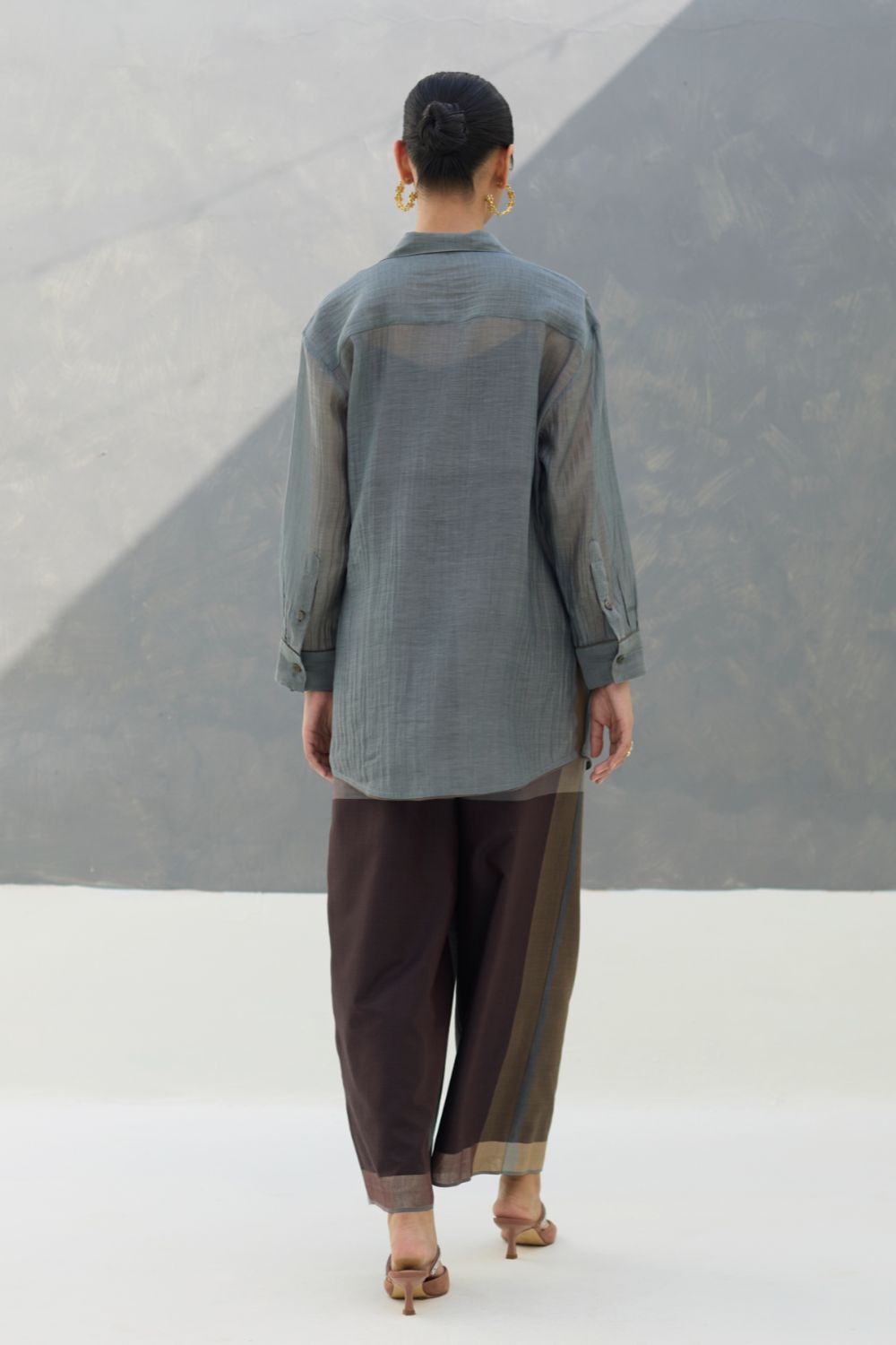 Nazo Sheer Silk Chanderi Shirt -  Grey