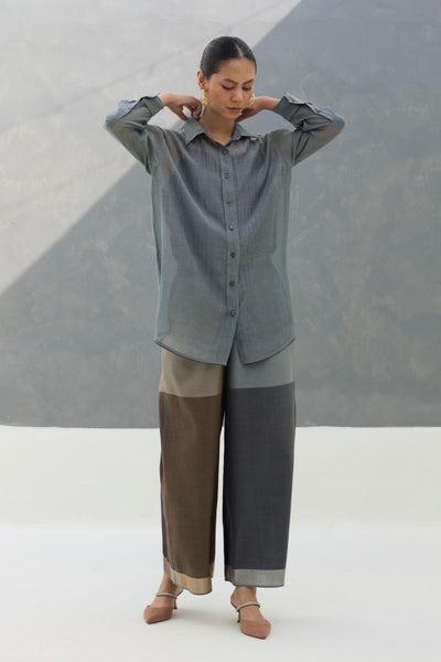 Nazo Sheer Silk Chanderi Shirt -  Grey