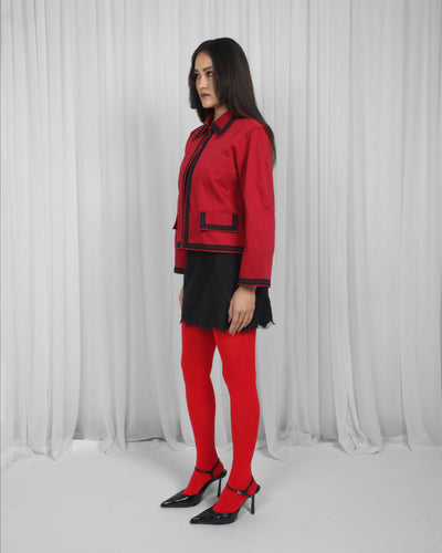 Mae Jacket-Red & Black