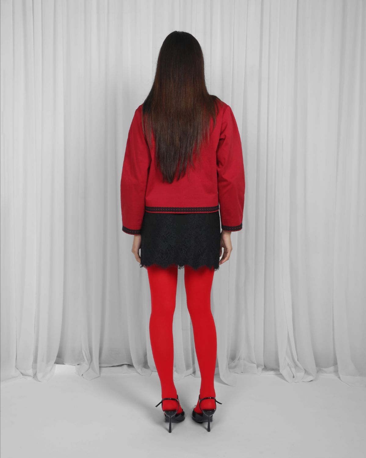 Mae Jacket-Red & Black