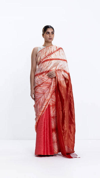 METALLIC SEA SAREE - SOLID/RUST