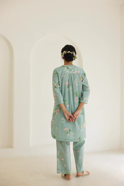 Pistachio Hibiscus Short Kurta Set