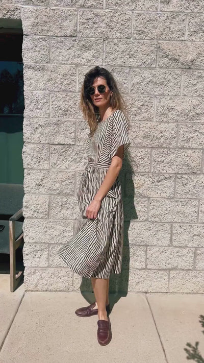 Matchstick dress-Black & Tan