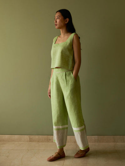Della Border Linen Culottes-Meadow