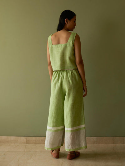 Della Border Linen Culottes-Meadow