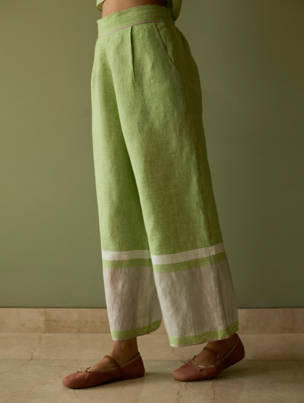 Della Border Linen Culottes-Meadow