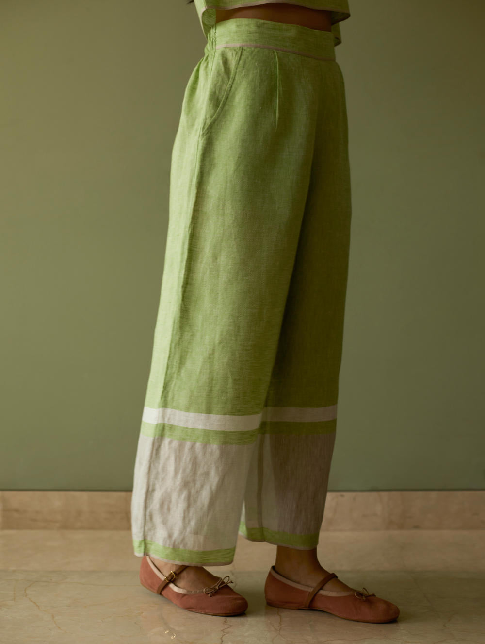 Della Border Linen Culottes-Meadow