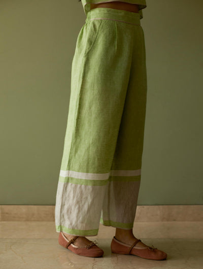 Della Border Linen Culottes-Meadow