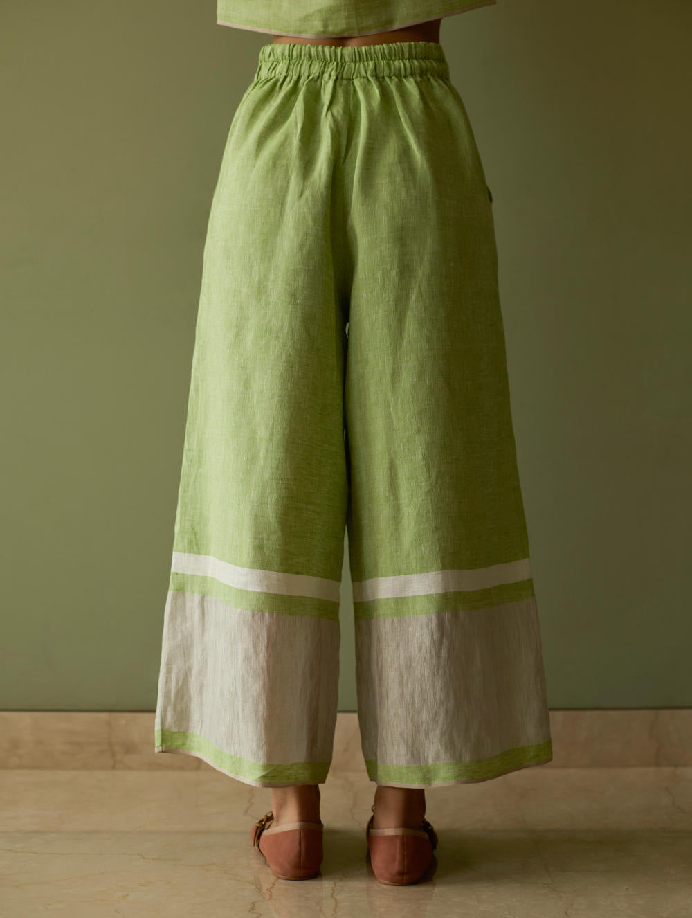 Della Border Linen Culottes-Meadow
