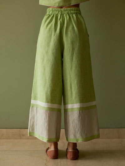 Della Border Linen Culottes-Meadow