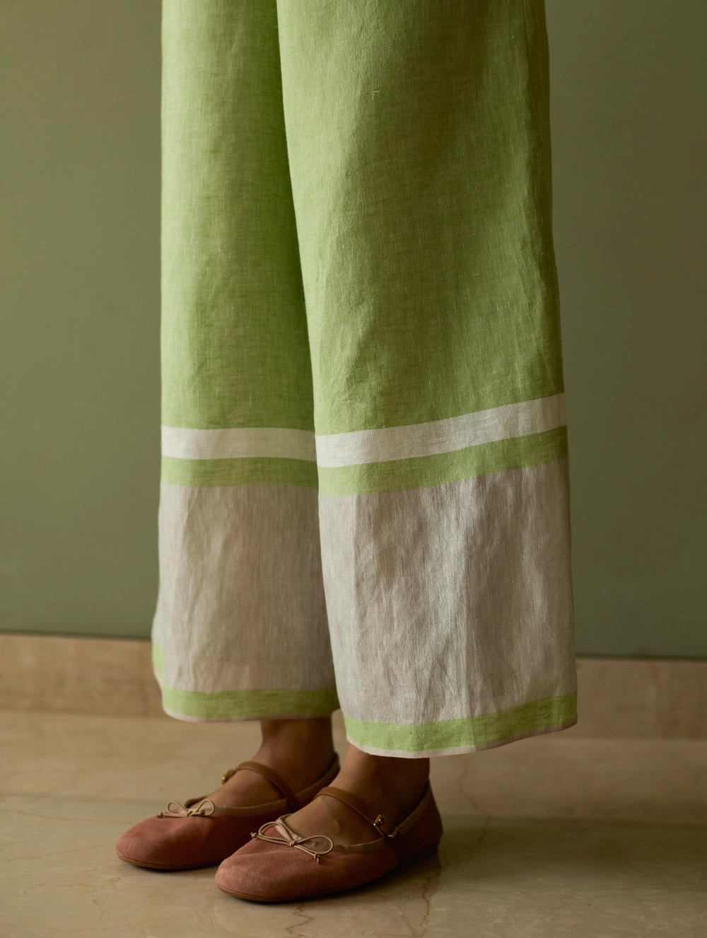 Della Border Linen Culottes-Meadow