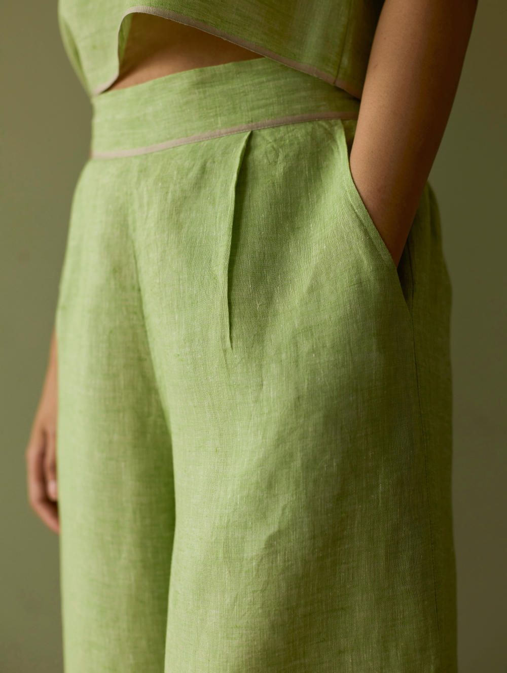 Della Border Linen Culottes-Meadow