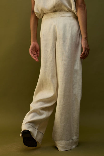 Mekko Pleated Linen Trousers - Off White