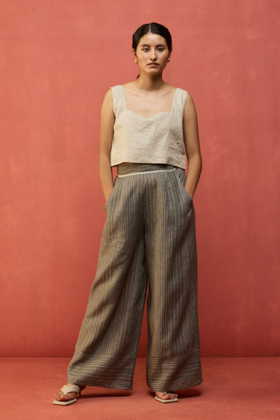 Emma Relaxed Fit Linen Pants - Grey