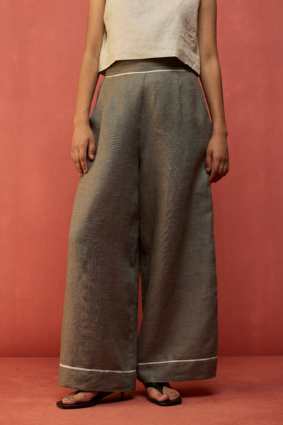 Emma Relaxed Fit Linen Pants - Grey