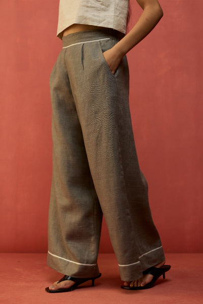 Emma Relaxed Fit Linen Pants - Grey