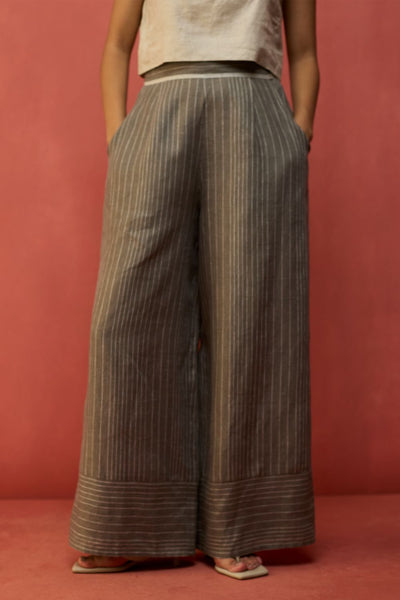 Emma Relaxed Fit Linen Pants - Grey