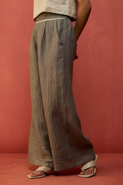 Emma Relaxed Fit Linen Pants - Grey