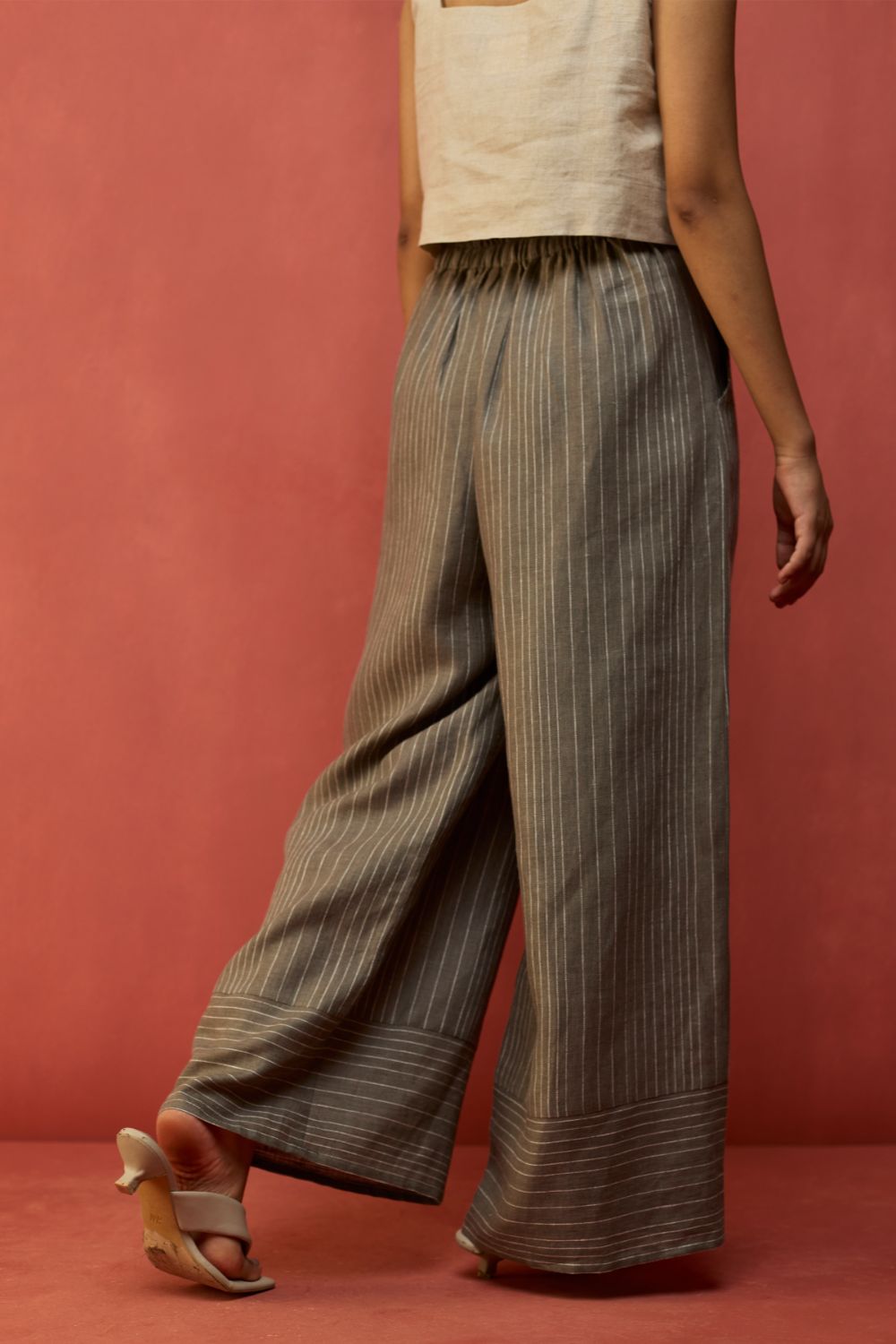 Emma Relaxed Fit Linen Pants - Grey