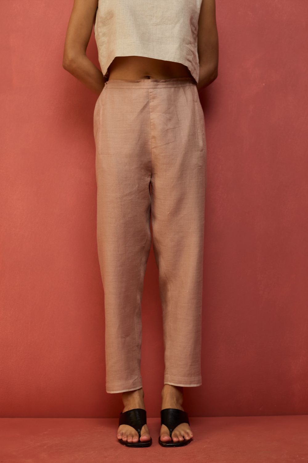 Wera Tapered Linen Pants - Dusty Rose