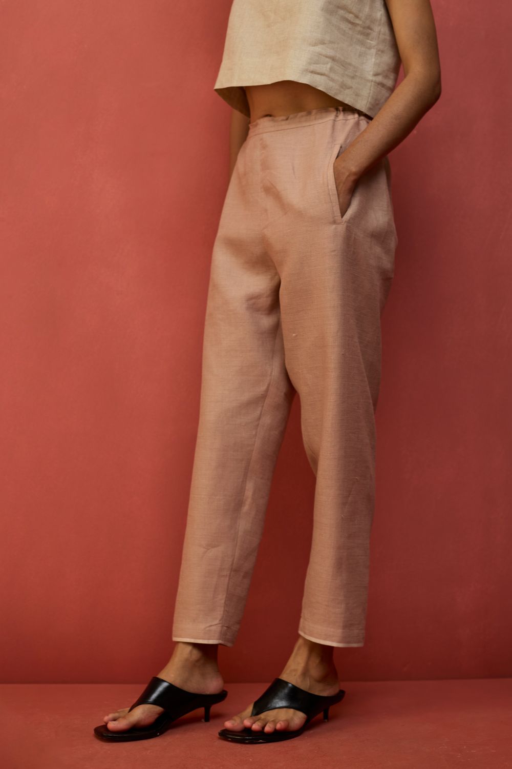 Wera Tapered Linen Pants - Dusty Rose