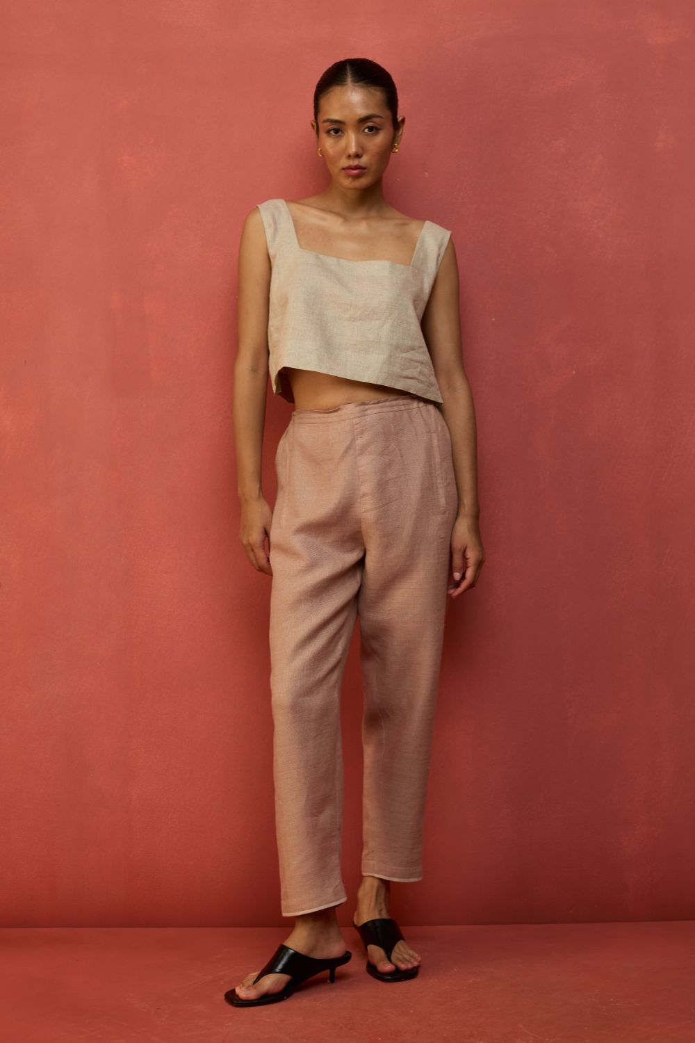 Wera Tapered Linen Pants - Dusty Rose