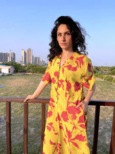 Neon Green Floral Jumpsuit