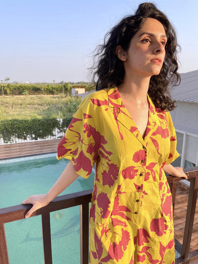 Neon Green Floral Jumpsuit