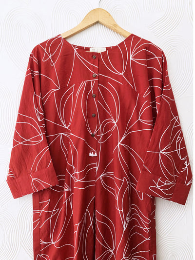 Red Floral High-Low Co-ord