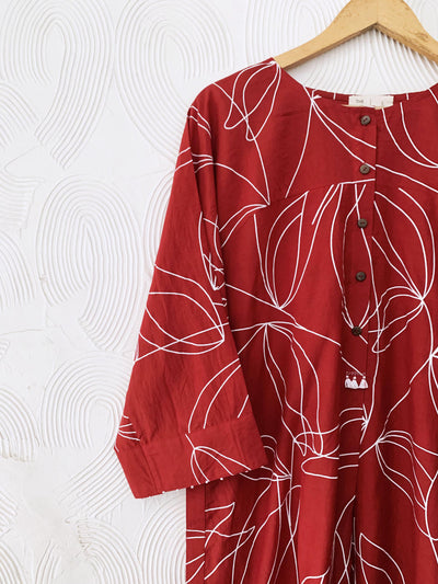 Red Floral High-Low Co-ord