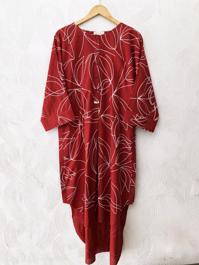 Red Floral High-Low Co-ord