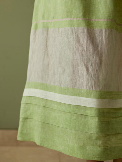 Ora Pleated Border Linen Skirt-Meadow