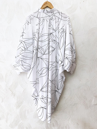 White Floral Waterfall Shirt