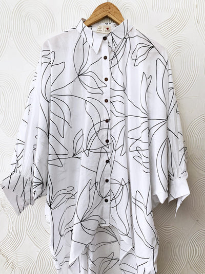 White Floral Waterfall Shirt