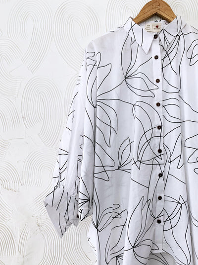 White Floral Waterfall Shirt