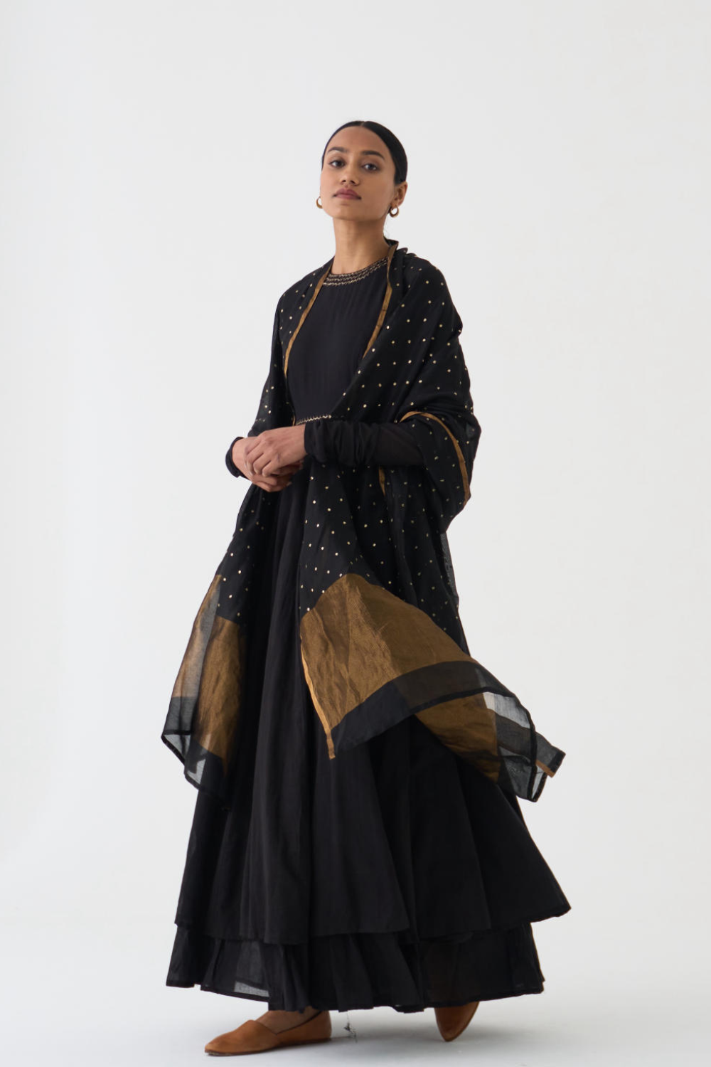 Black Tara Chanderi Dupatta