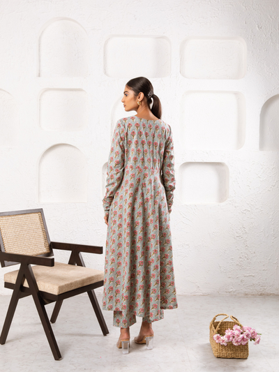 Grey Pansy Kurta Set