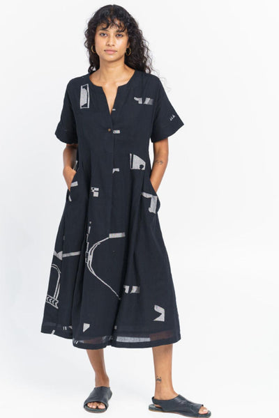 Handwoven abstract block dress