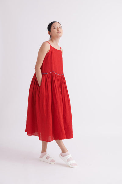 Red Linen Dress