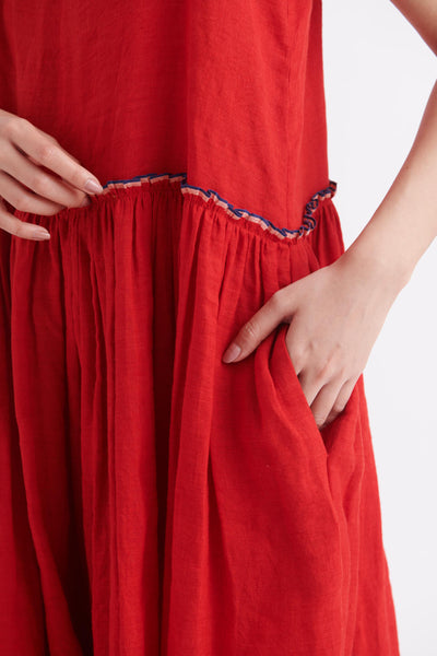 Red Linen Dress