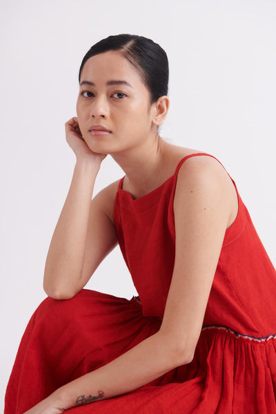 Red Linen Dress