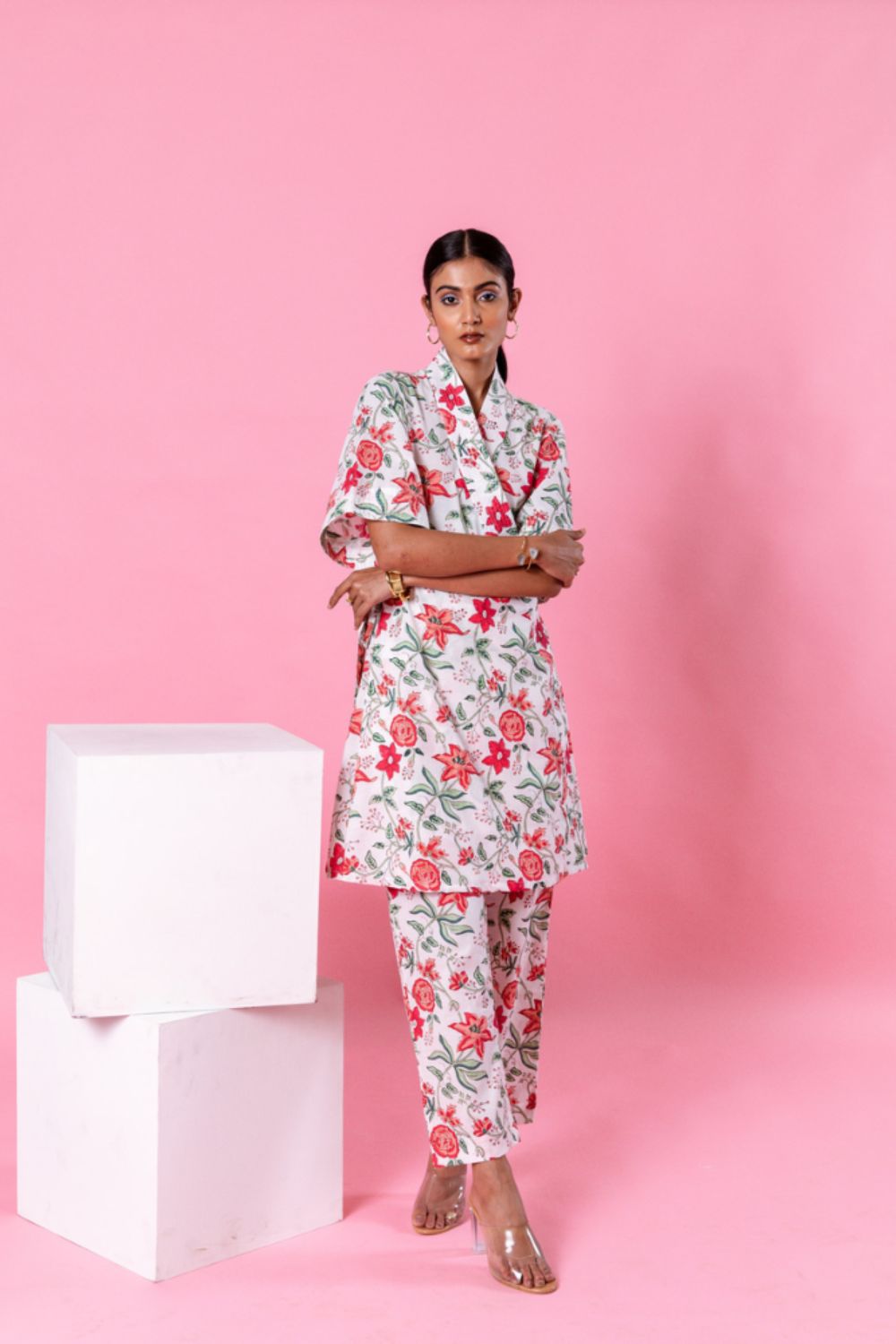 Pink Dahlia Kimono Co-Ord