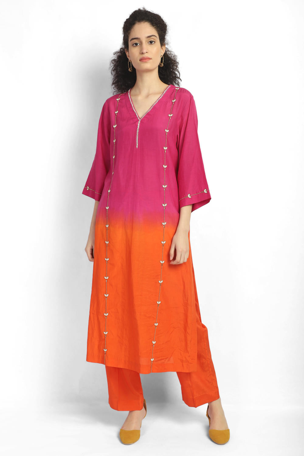 Rust embroidered kurta set