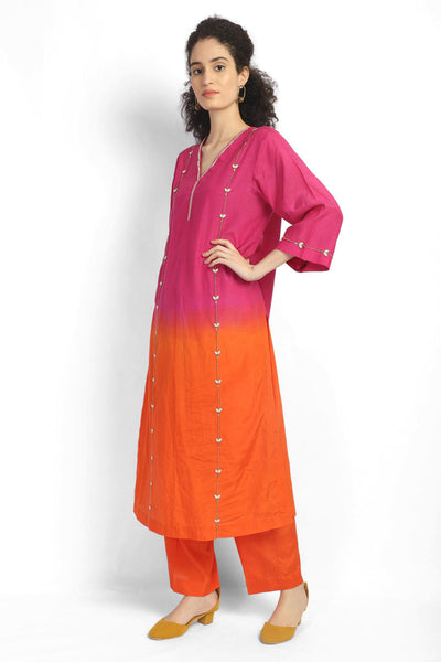 Rust embroidered kurta set