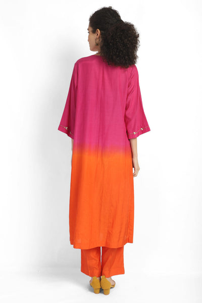 Rust embroidered kurta set