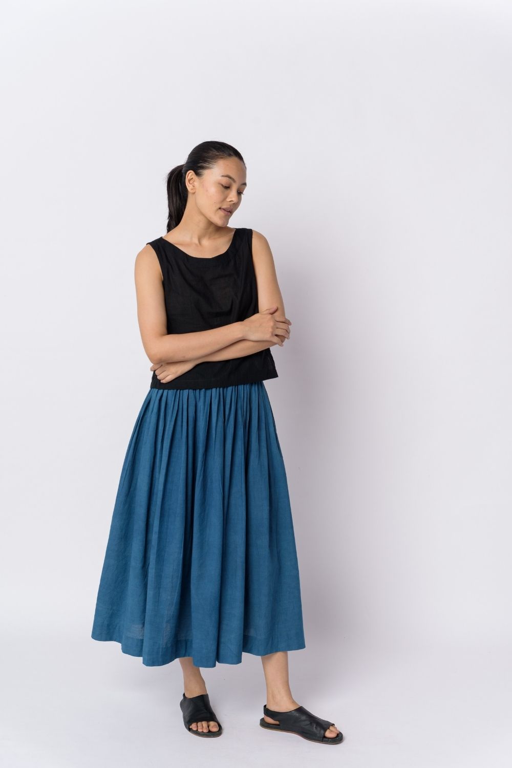 Indigo pleated skirt - Indigo