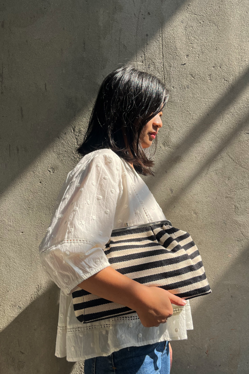 Stripe it Black Clutch