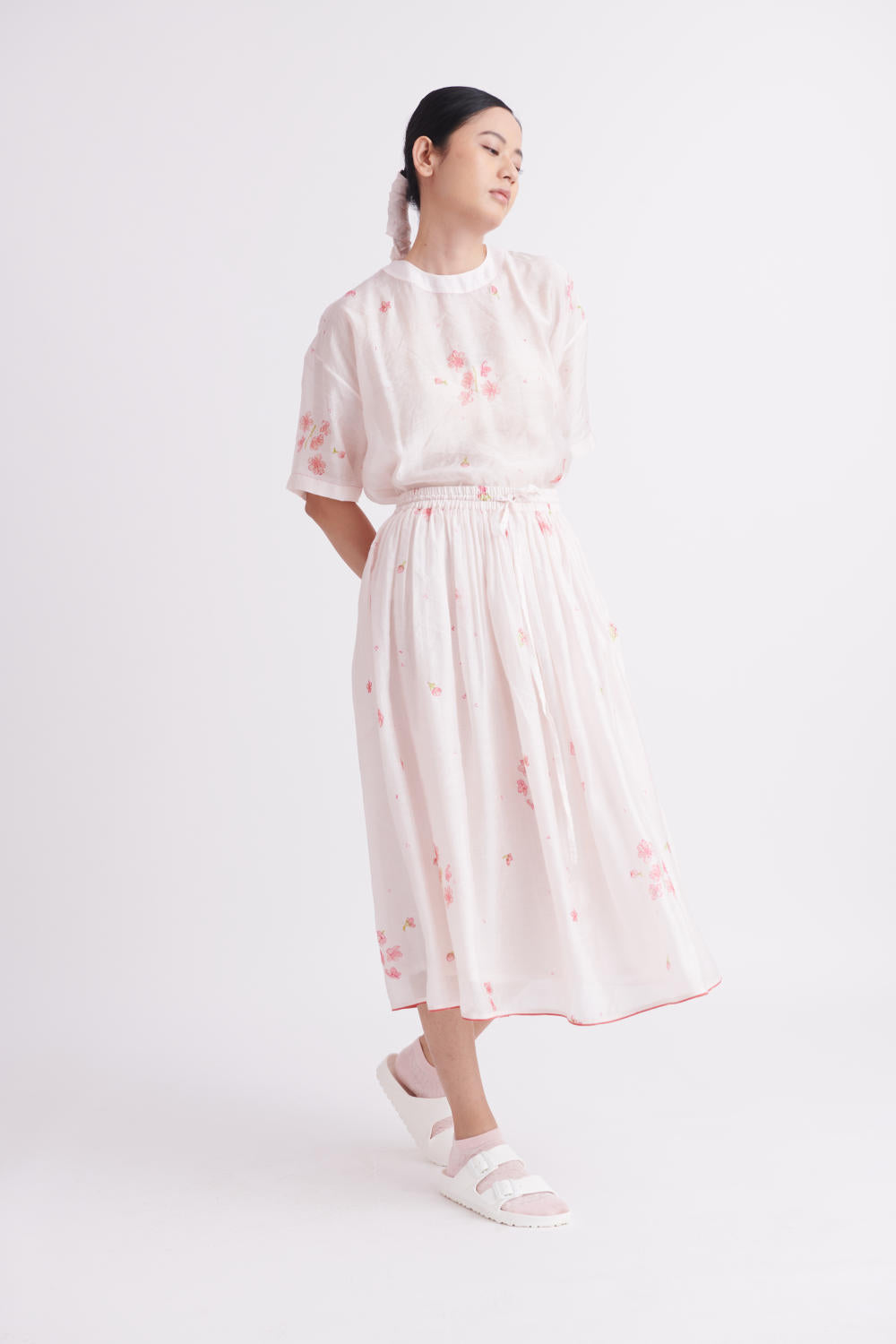 Skirt in Delicate Cherry Blossom Print