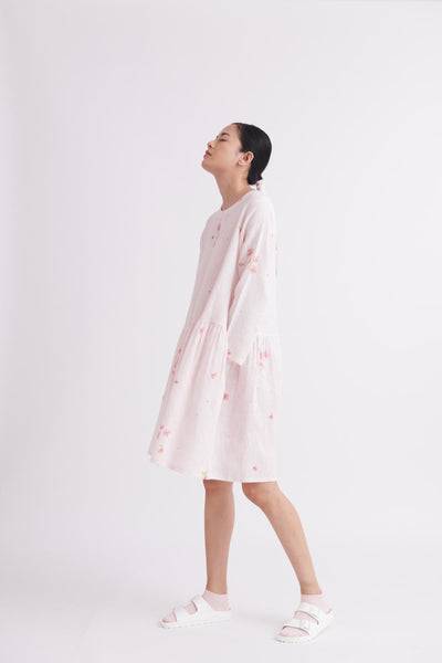 Low Waist Dress in Block Printed Floral